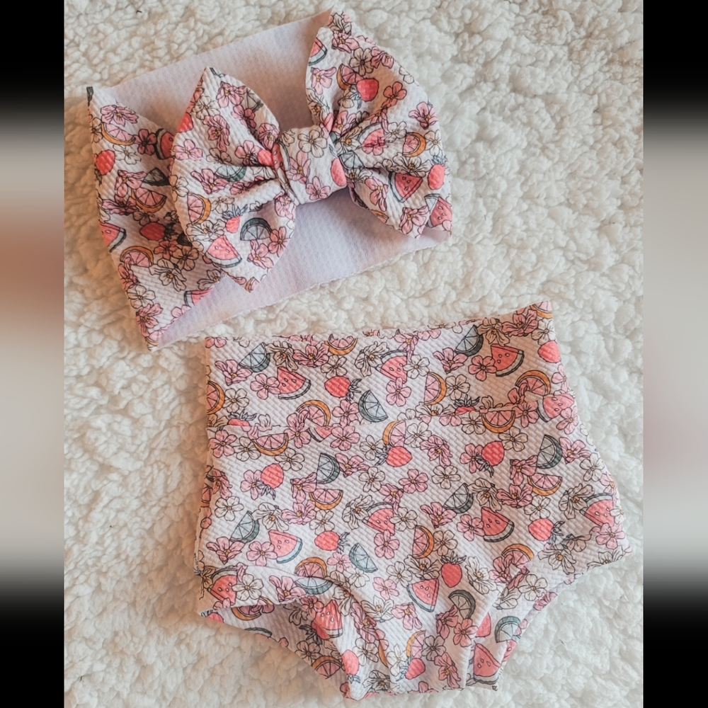 3-6 Month Bummie and Bow Set